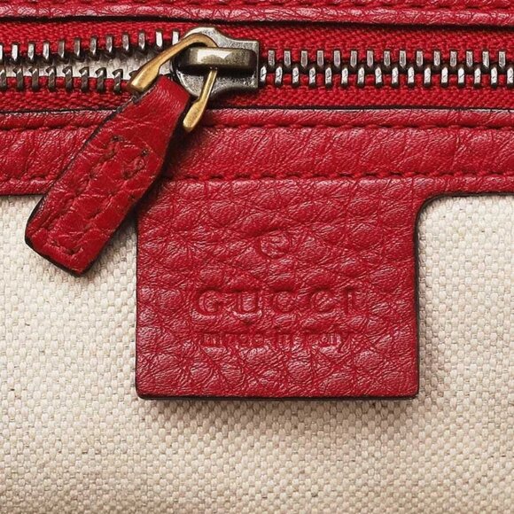 Gucci Red Pebbled Leather Marmont Large Shoulder Bag - Picture 8 of 11